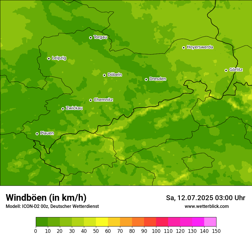 Modellkarten Windgeschwindigkeit