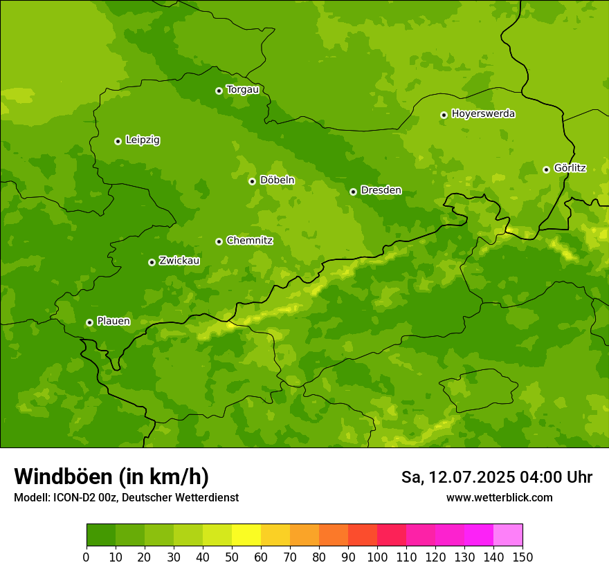 Modellkarten Windgeschwindigkeit