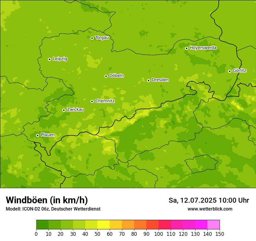 Modellkarten Windgeschwindigkeit