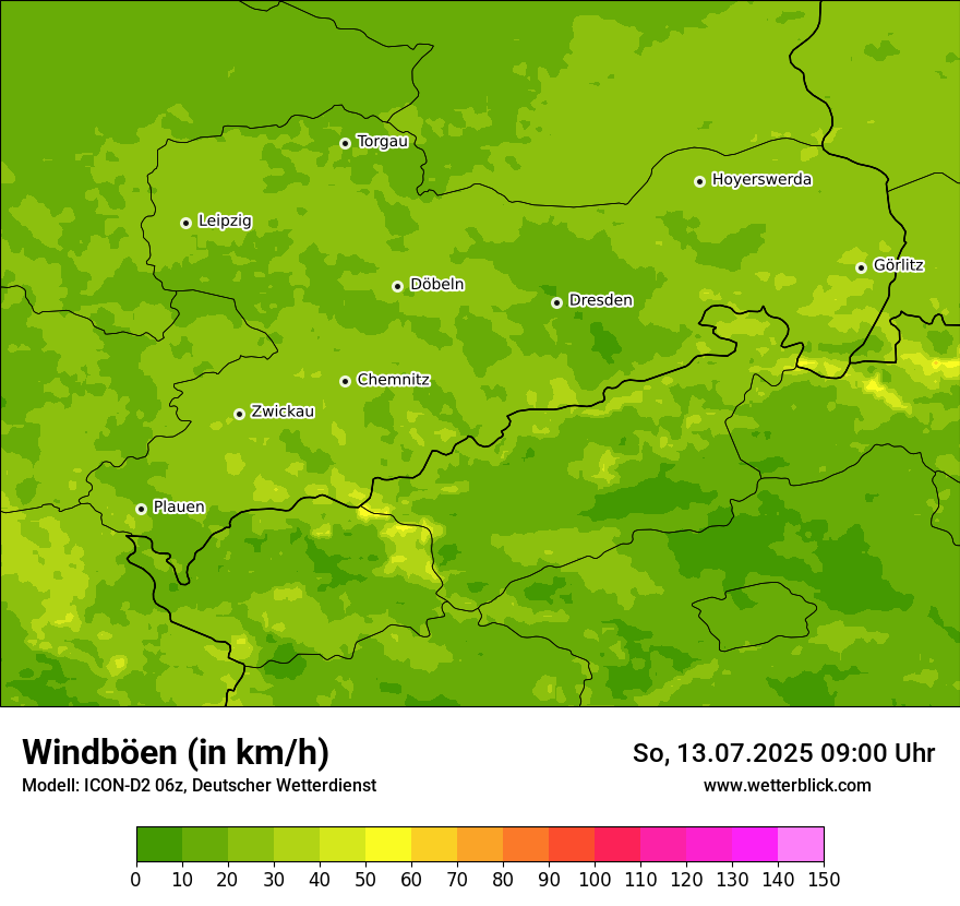 Modellkarten Windgeschwindigkeit