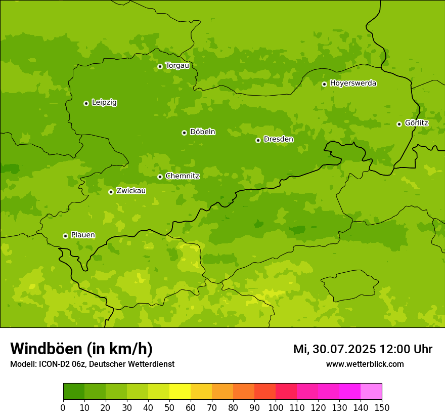 Modellkarten Windgeschwindigkeit