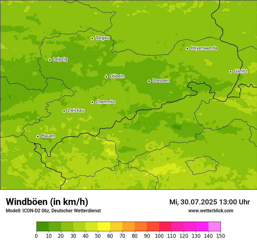 Modellkarten Windgeschwindigkeit