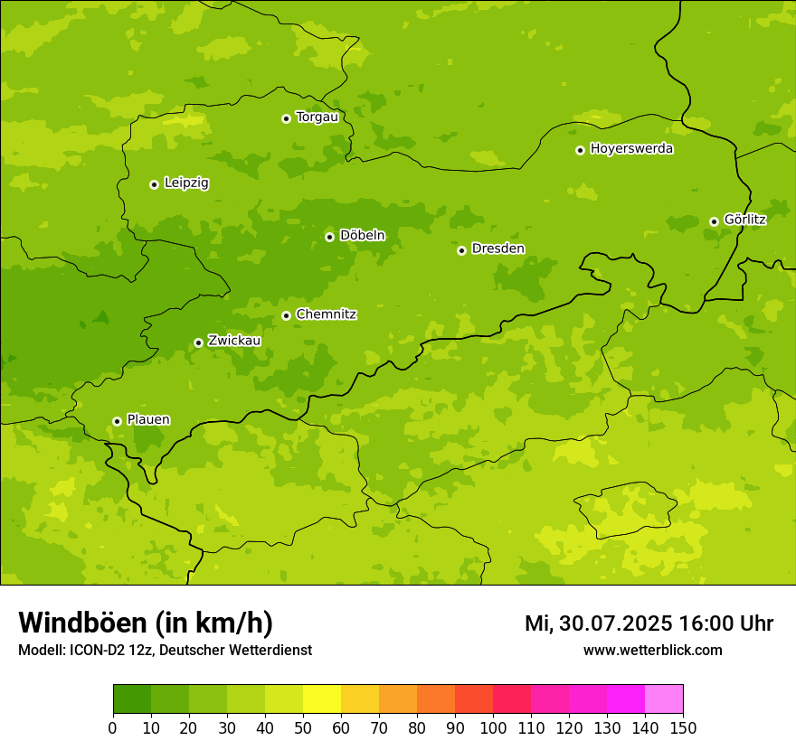 Modellkarten Windgeschwindigkeit