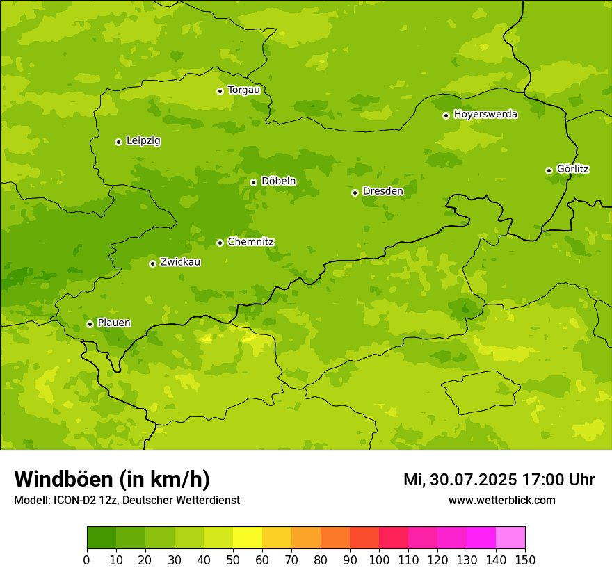 Modellkarten Windgeschwindigkeit