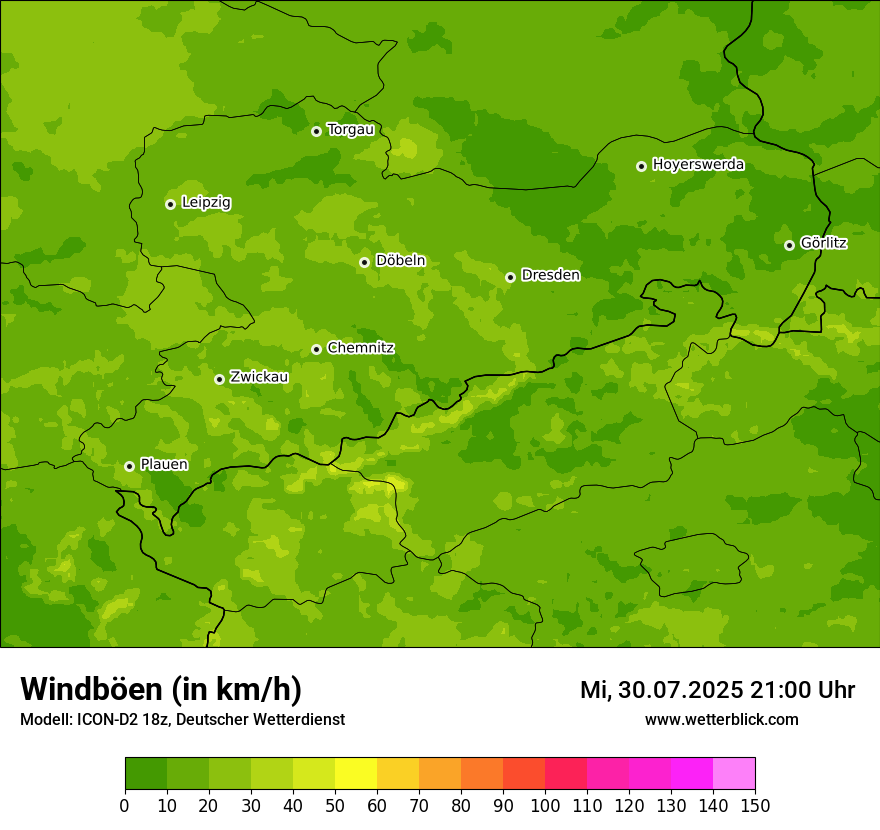Modellkarten Windgeschwindigkeit