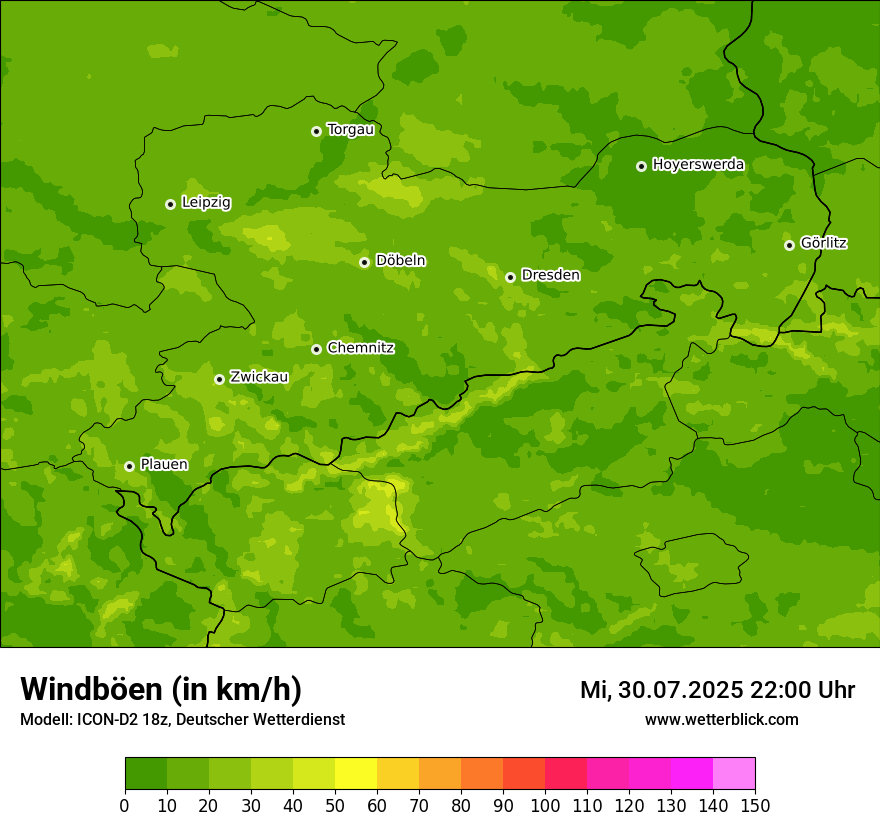 Modellkarten Windgeschwindigkeit