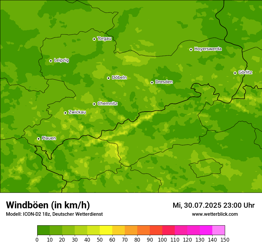 Modellkarten Windgeschwindigkeit