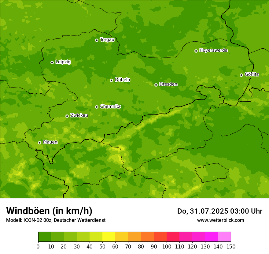 Modellkarten Windgeschwindigkeit