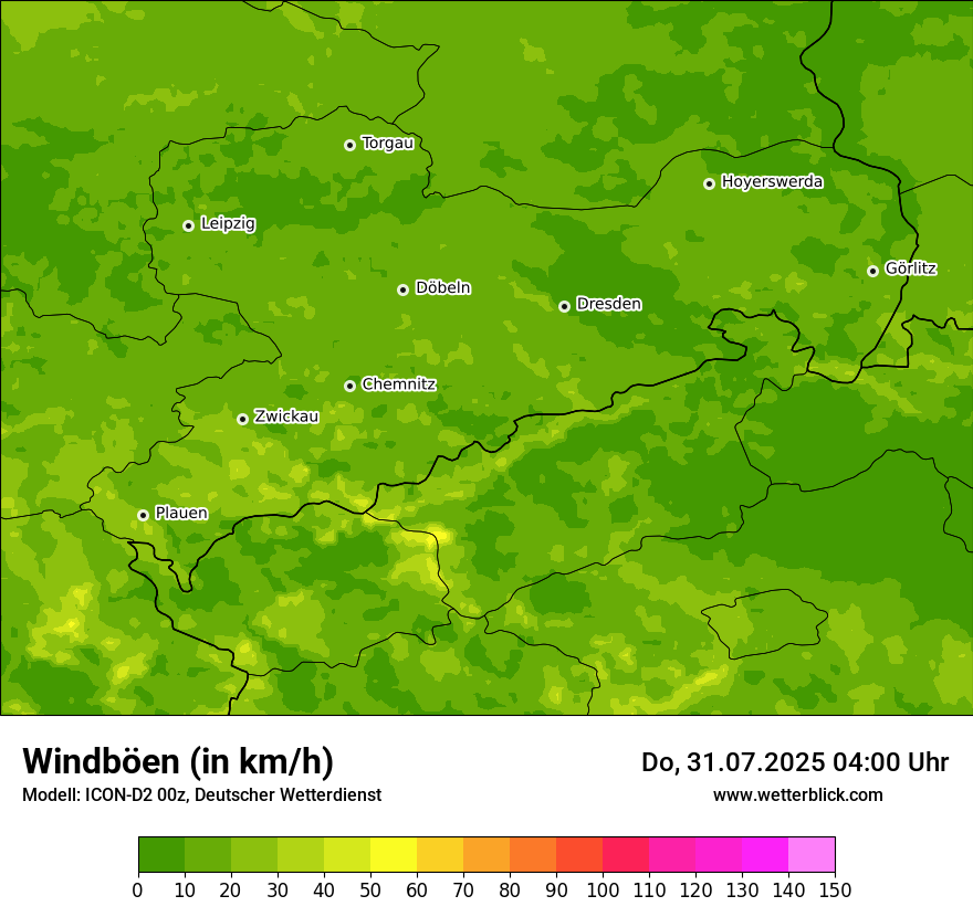 Modellkarten Windgeschwindigkeit