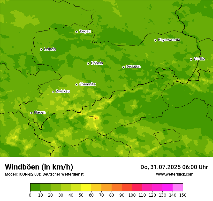 Modellkarten Windgeschwindigkeit