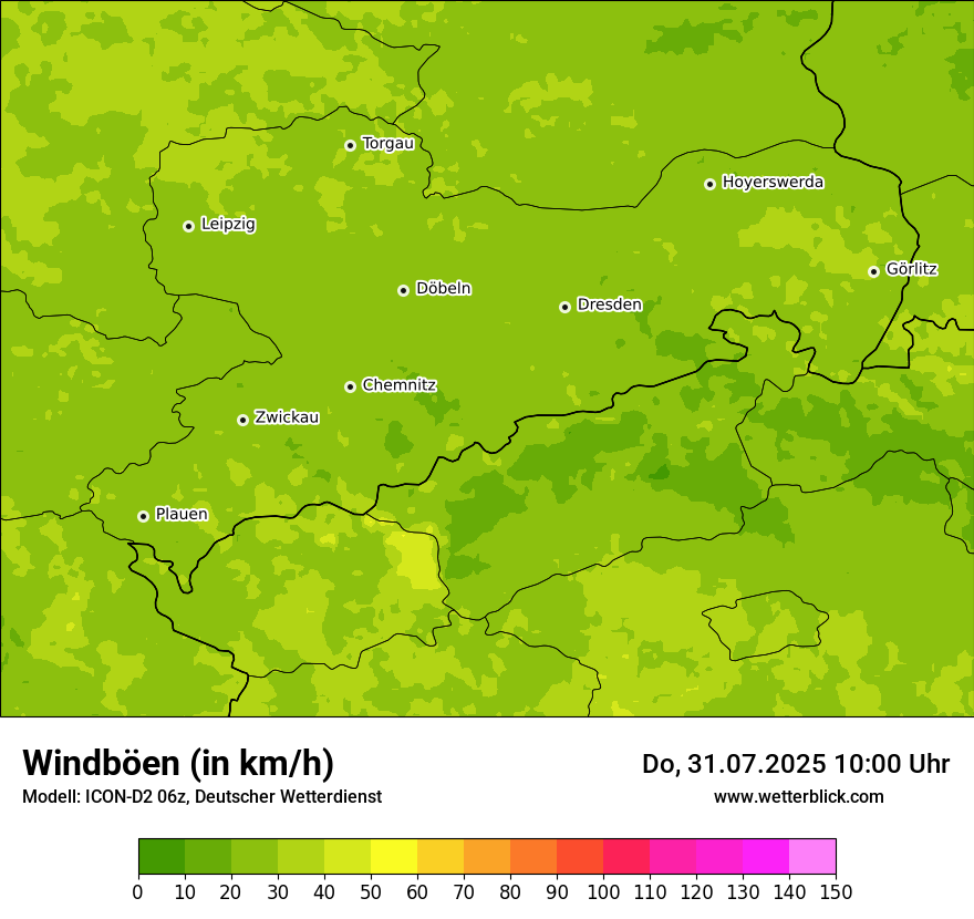 Modellkarten Windgeschwindigkeit