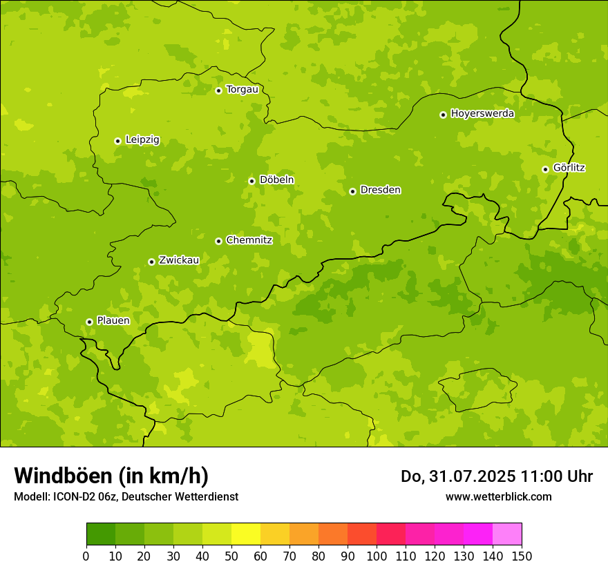 Modellkarten Windgeschwindigkeit