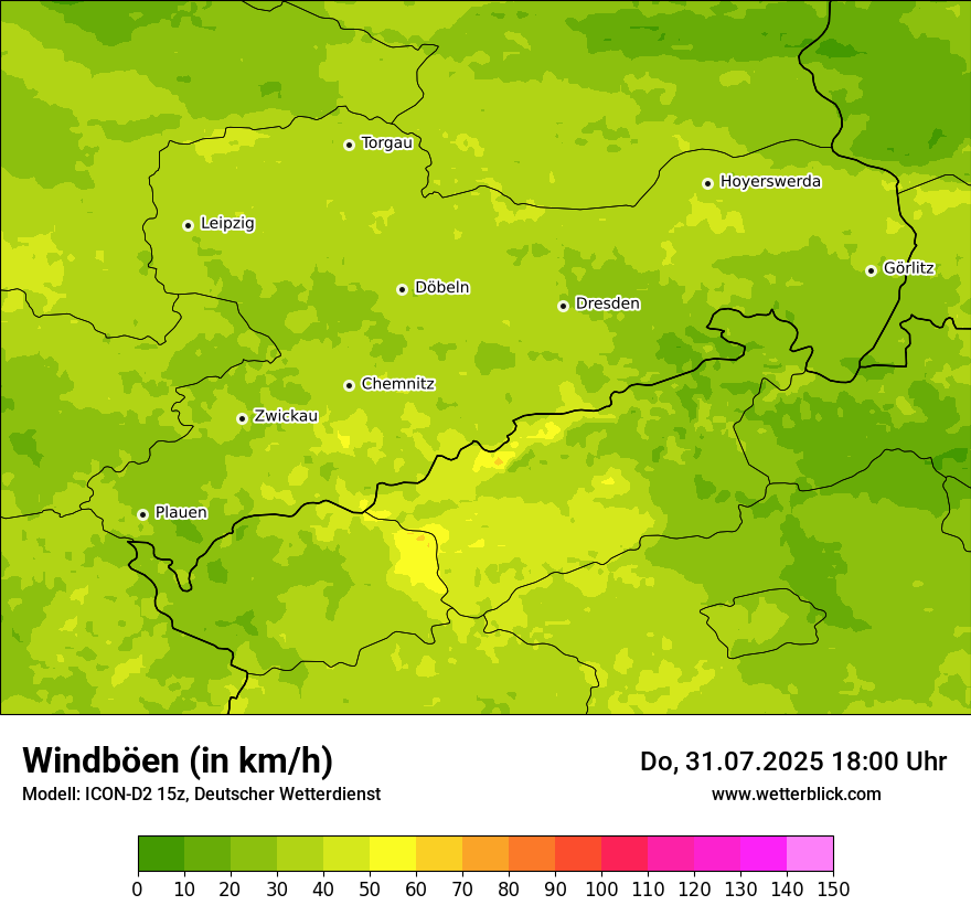 Modellkarten Windgeschwindigkeit