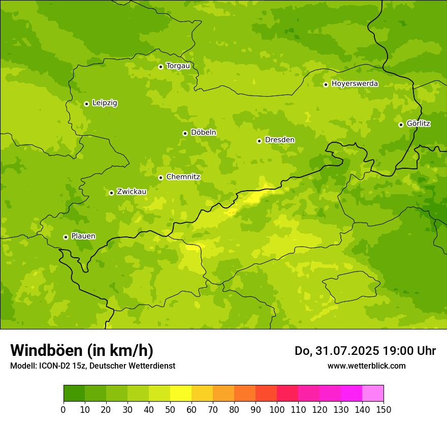 Modellkarten Windgeschwindigkeit