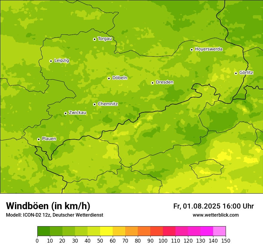 Modellkarten Windgeschwindigkeit