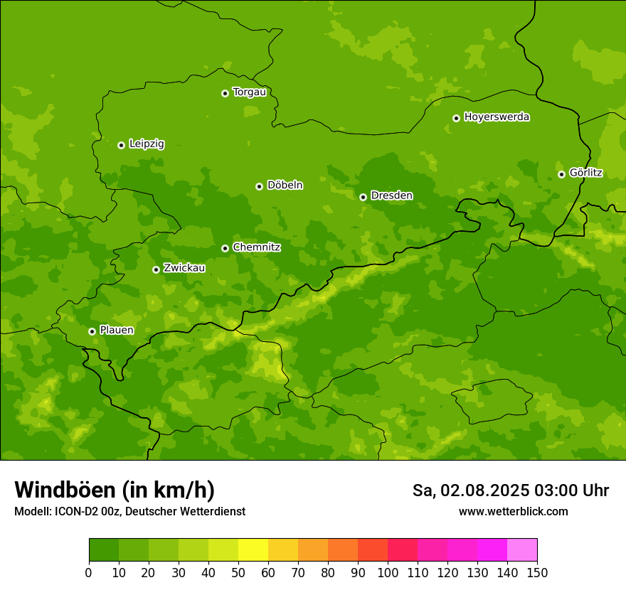 Modellkarten Windgeschwindigkeit