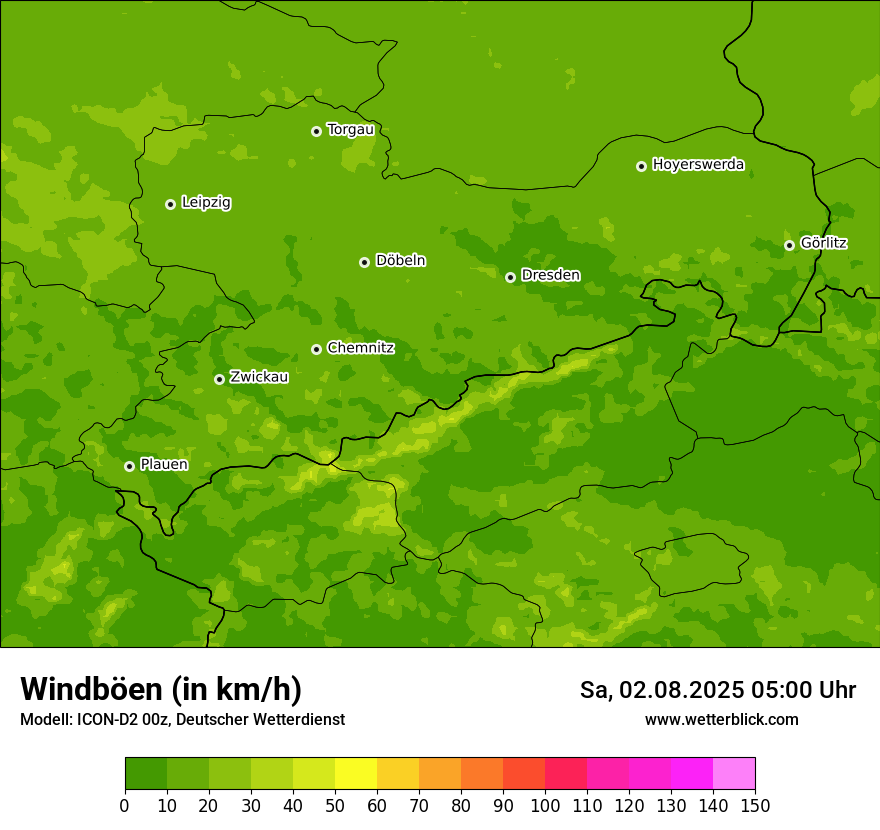 Modellkarten Windgeschwindigkeit