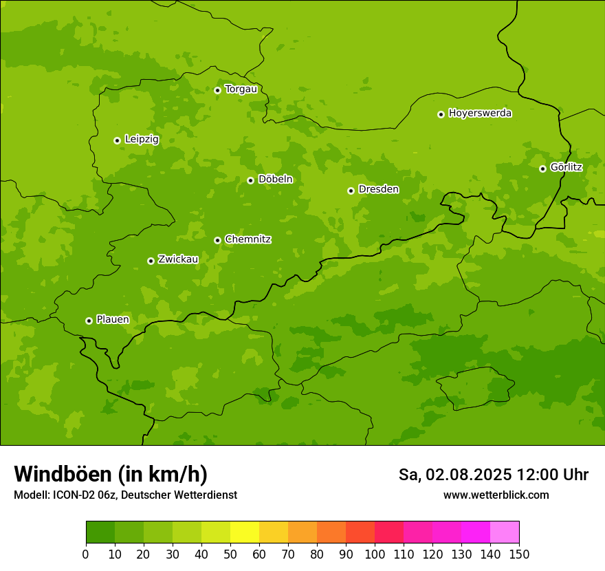 Modellkarten Windgeschwindigkeit