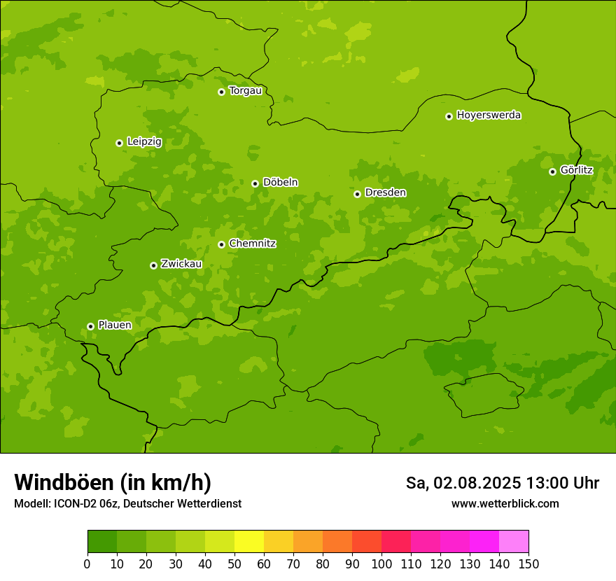 Modellkarten Windgeschwindigkeit