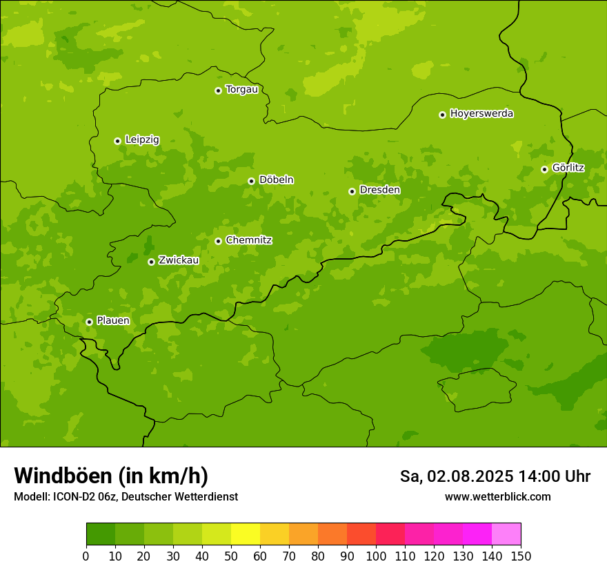 Modellkarten Windgeschwindigkeit