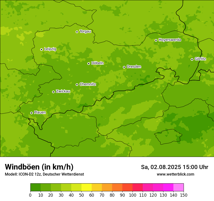 Modellkarten Windgeschwindigkeit