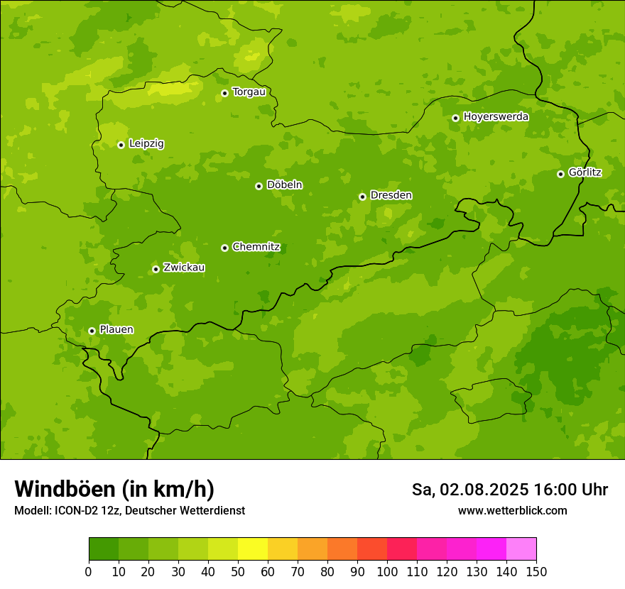 Modellkarten Windgeschwindigkeit