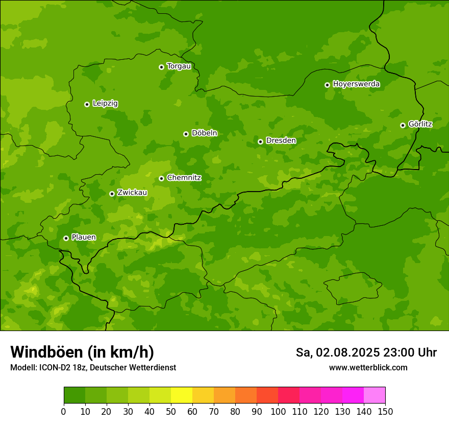 Modellkarten Windgeschwindigkeit