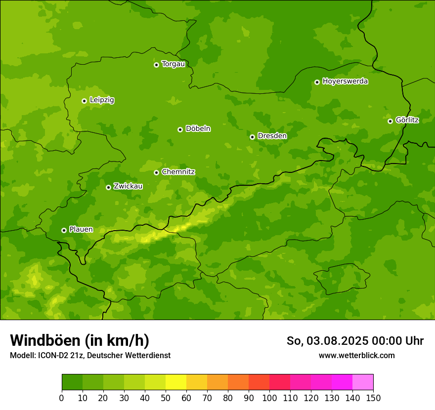 Modellkarten Windgeschwindigkeit