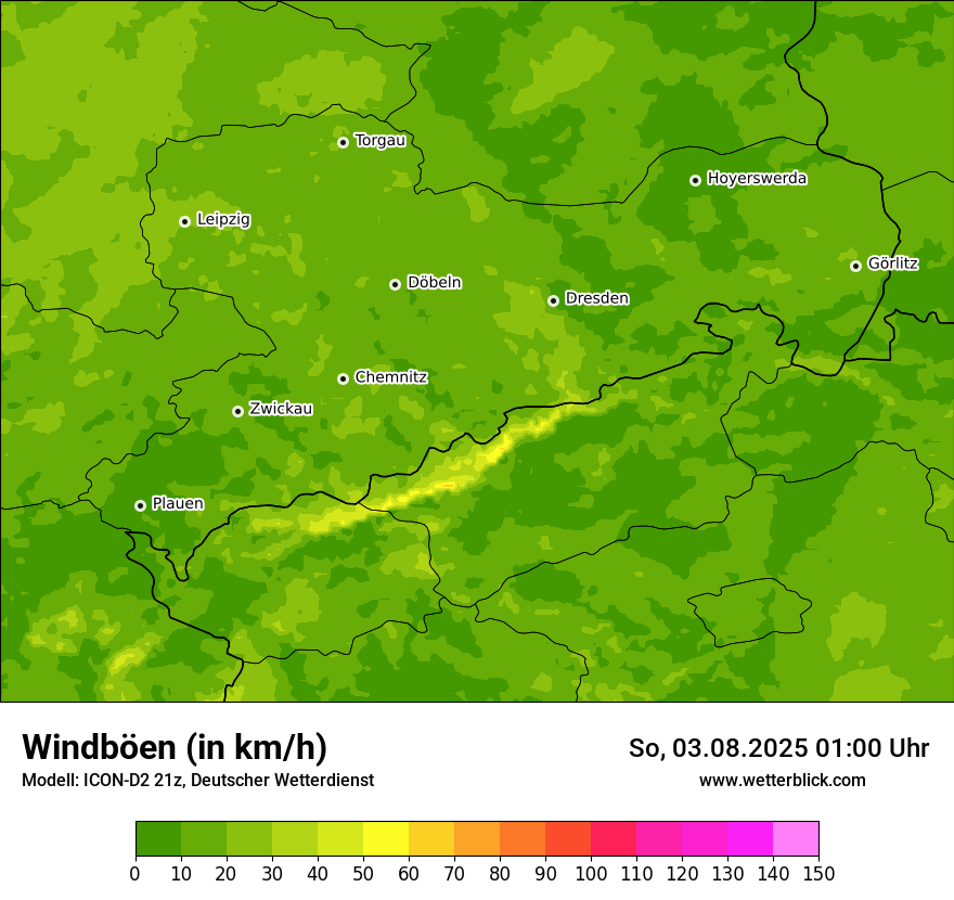 Modellkarten Windgeschwindigkeit