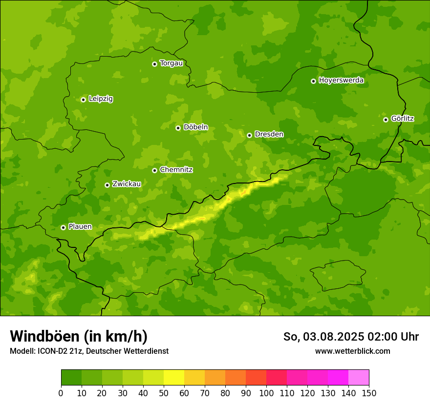 Modellkarten Windgeschwindigkeit