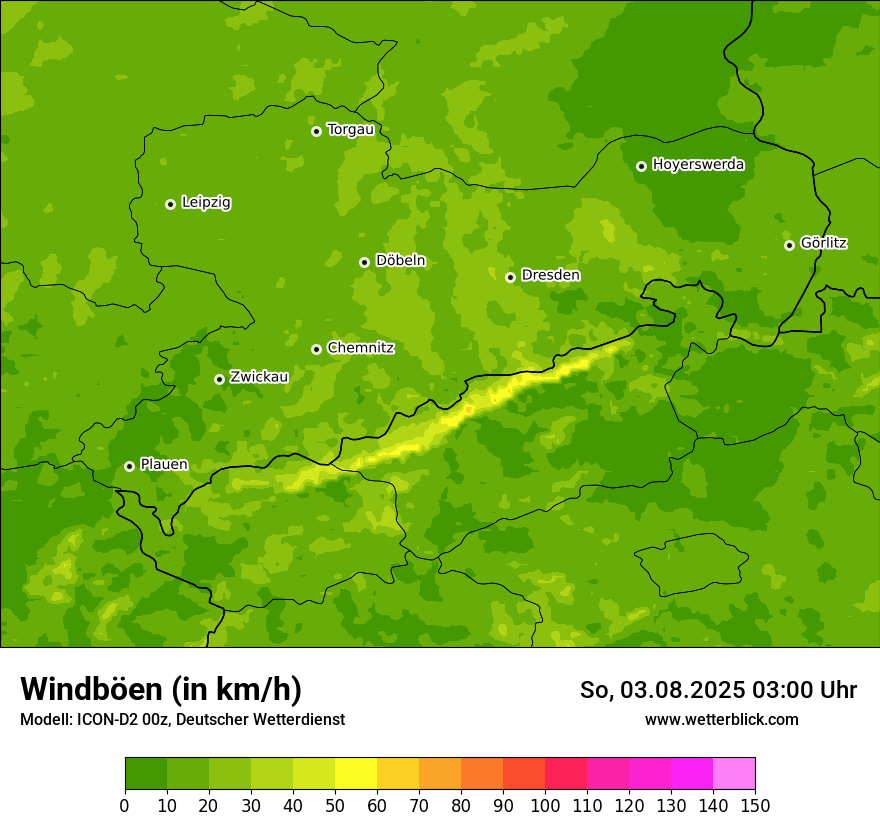 Modellkarten Windgeschwindigkeit