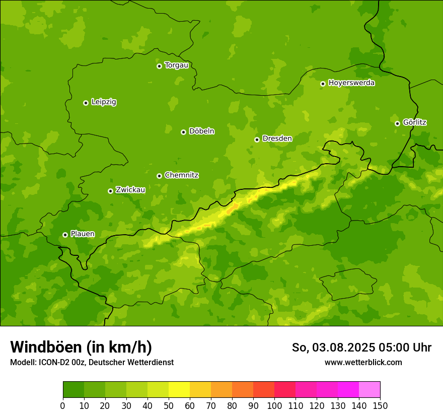 Modellkarten Windgeschwindigkeit