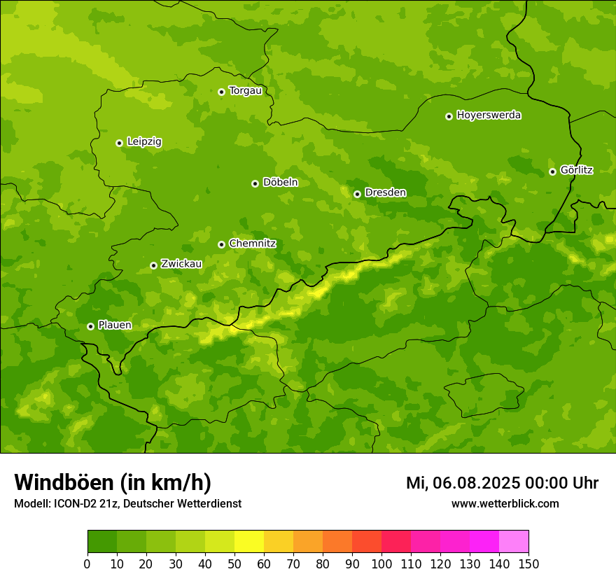 Modellkarten Windgeschwindigkeit