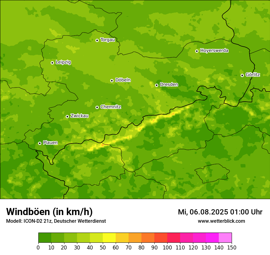 Modellkarten Windgeschwindigkeit
