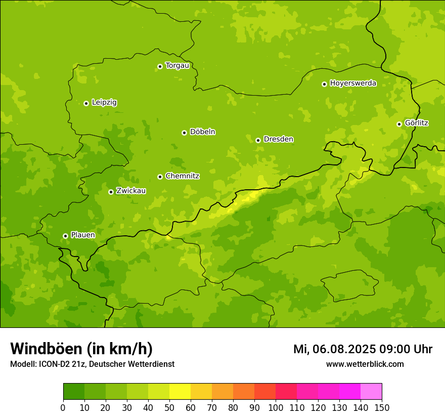 Modellkarten Windgeschwindigkeit