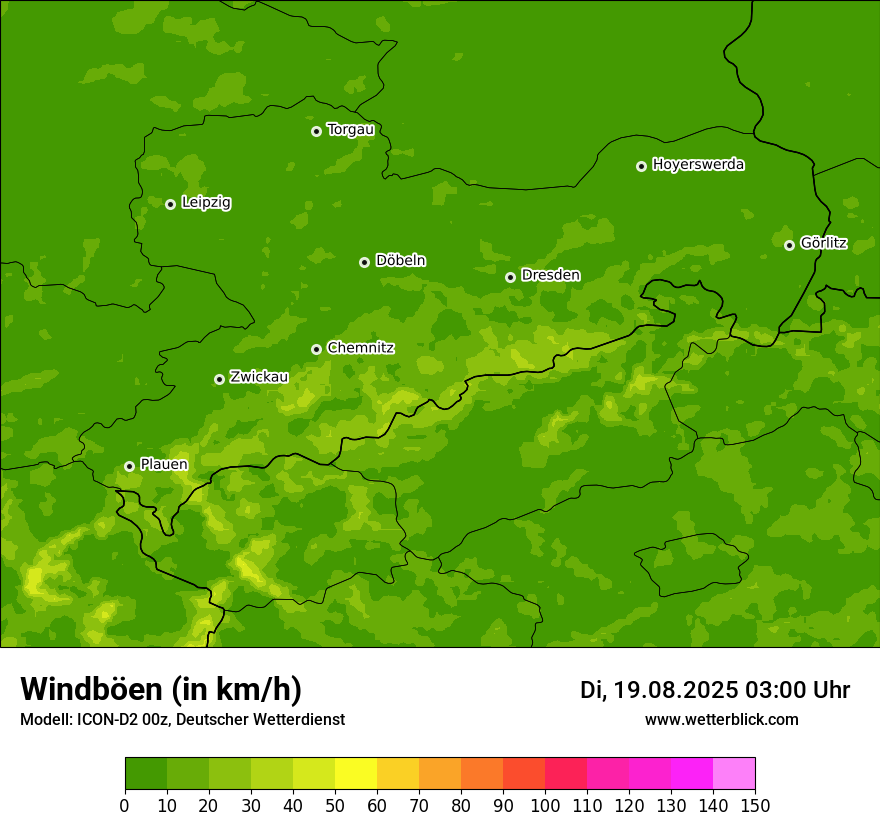 Modellkarten Windgeschwindigkeit