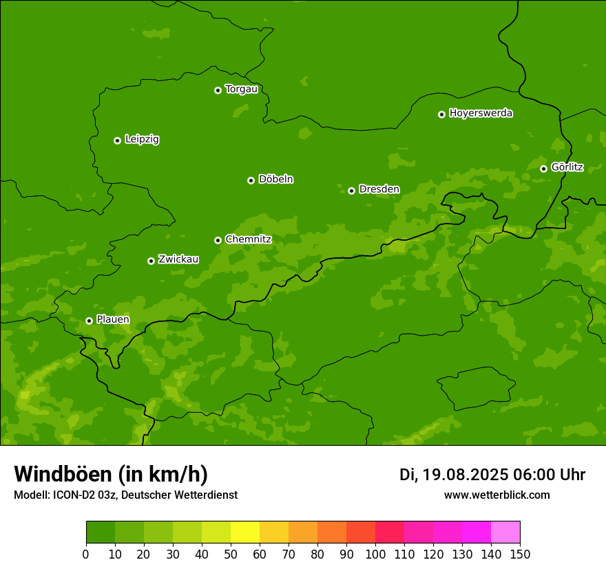 Modellkarten Windgeschwindigkeit