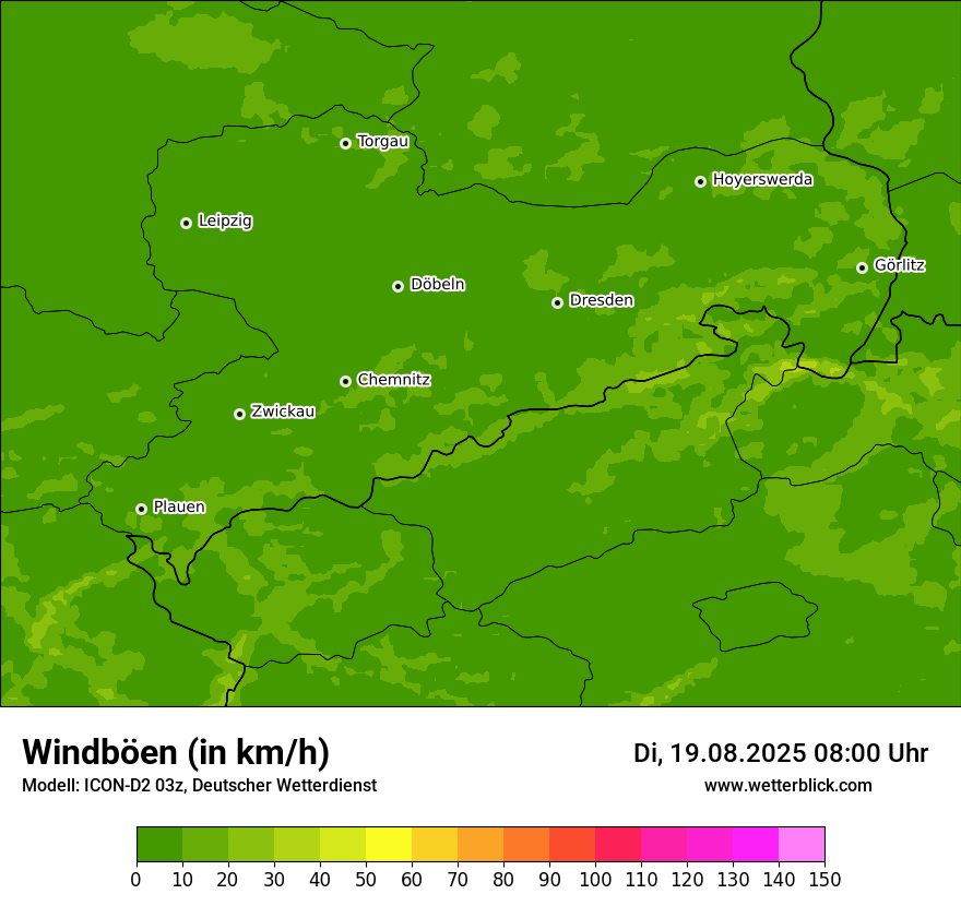Modellkarten Windgeschwindigkeit