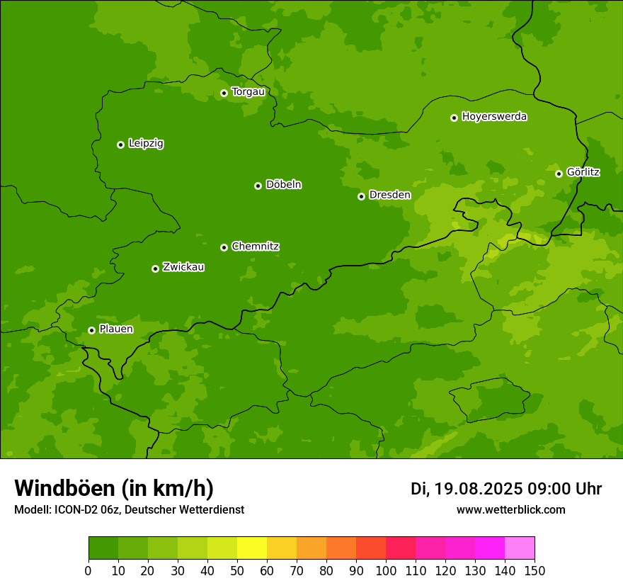 Modellkarten Windgeschwindigkeit