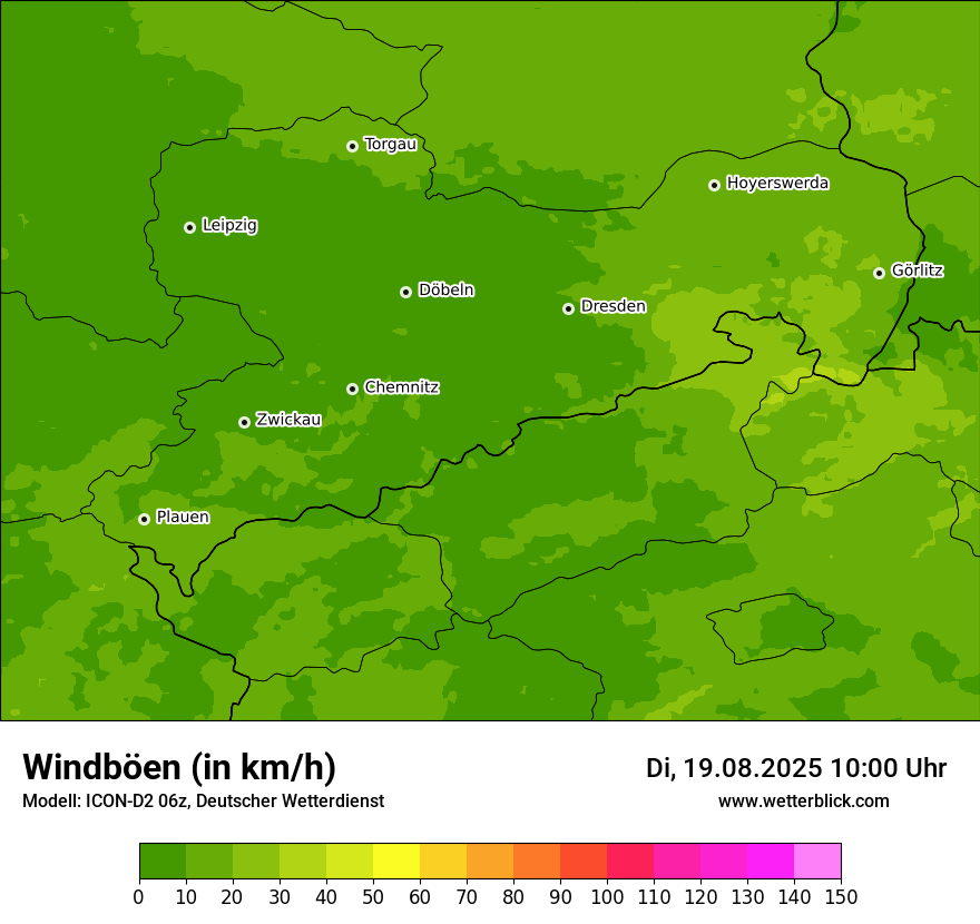 Modellkarten Windgeschwindigkeit