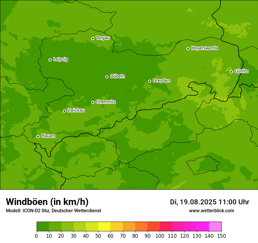 Modellkarten Windgeschwindigkeit