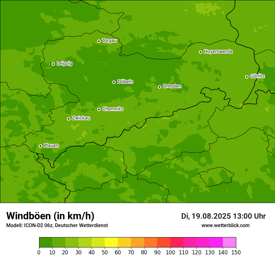 Modellkarten Windgeschwindigkeit
