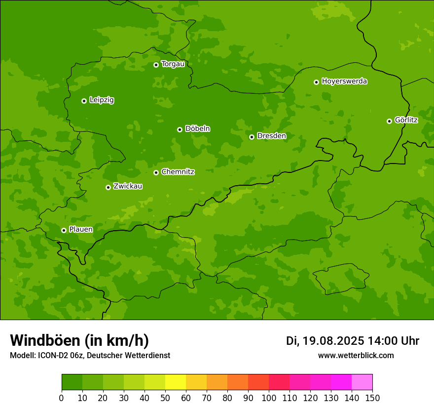 Modellkarten Windgeschwindigkeit