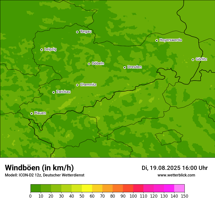 Modellkarten Windgeschwindigkeit