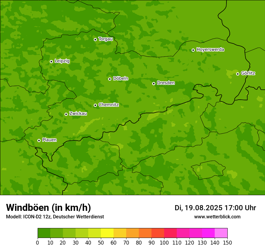 Modellkarten Windgeschwindigkeit