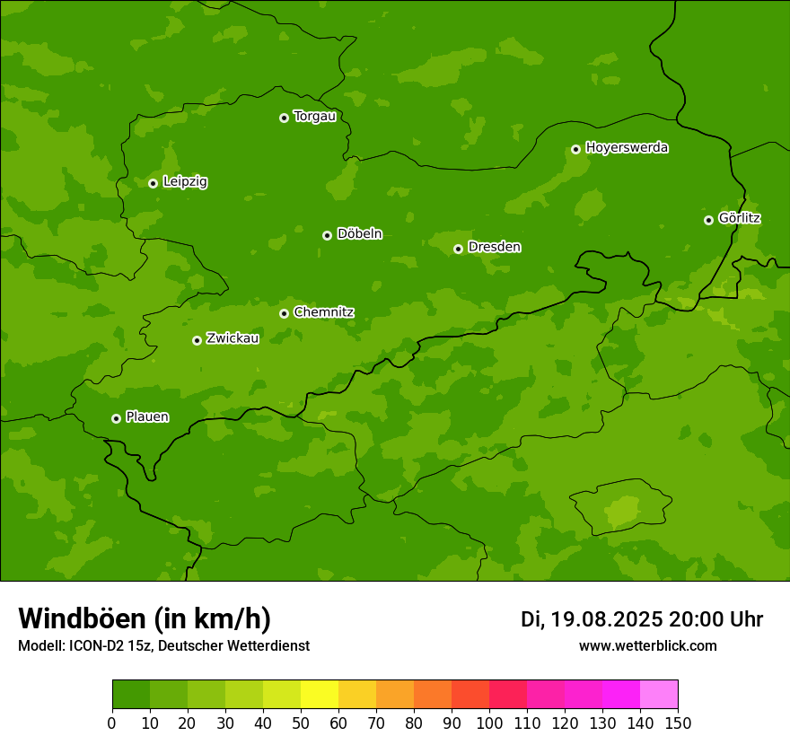 Modellkarten Windgeschwindigkeit