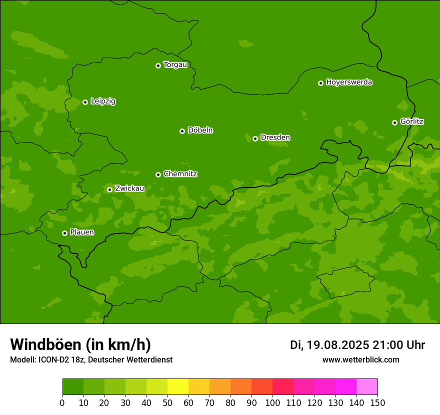 Modellkarten Windgeschwindigkeit