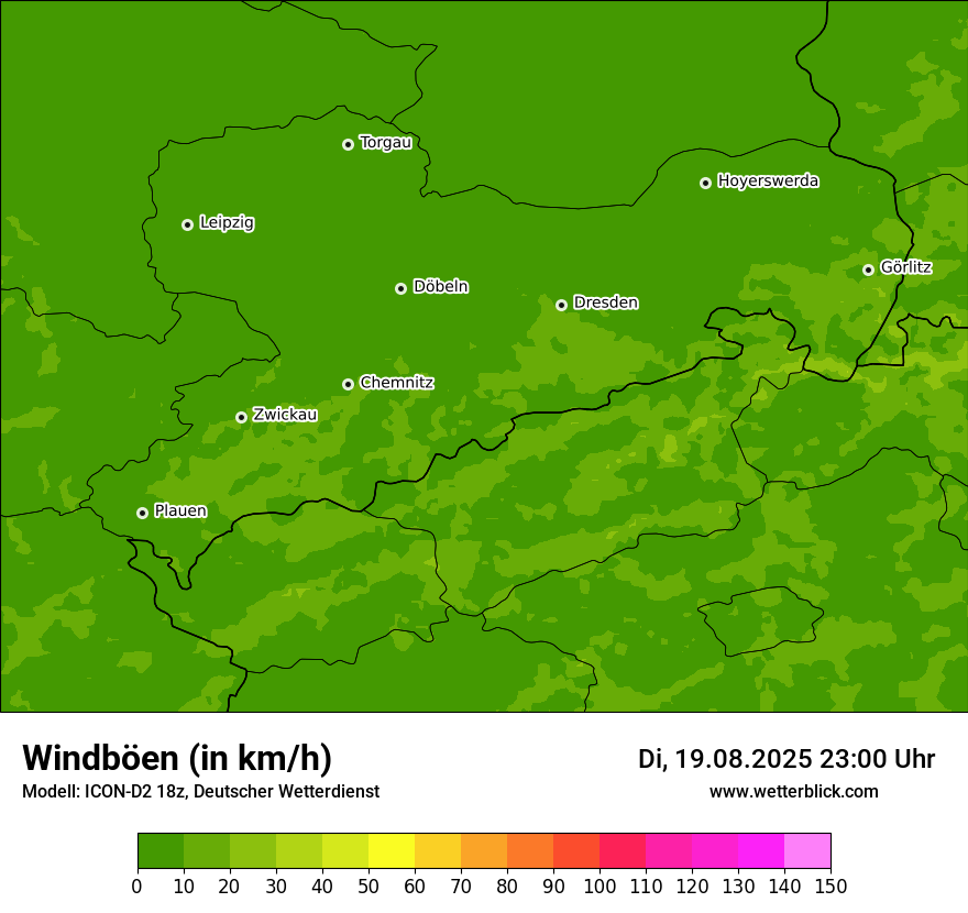 Modellkarten Windgeschwindigkeit