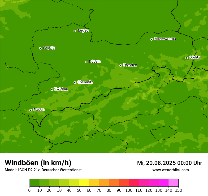 Modellkarten Windgeschwindigkeit