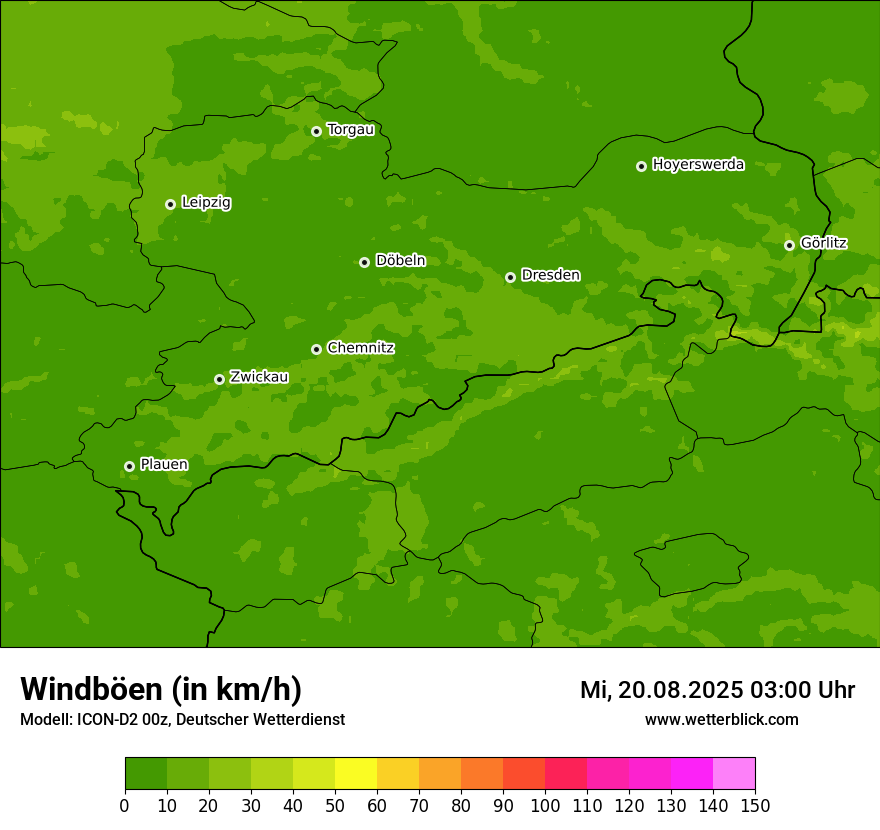 Modellkarten Windgeschwindigkeit
